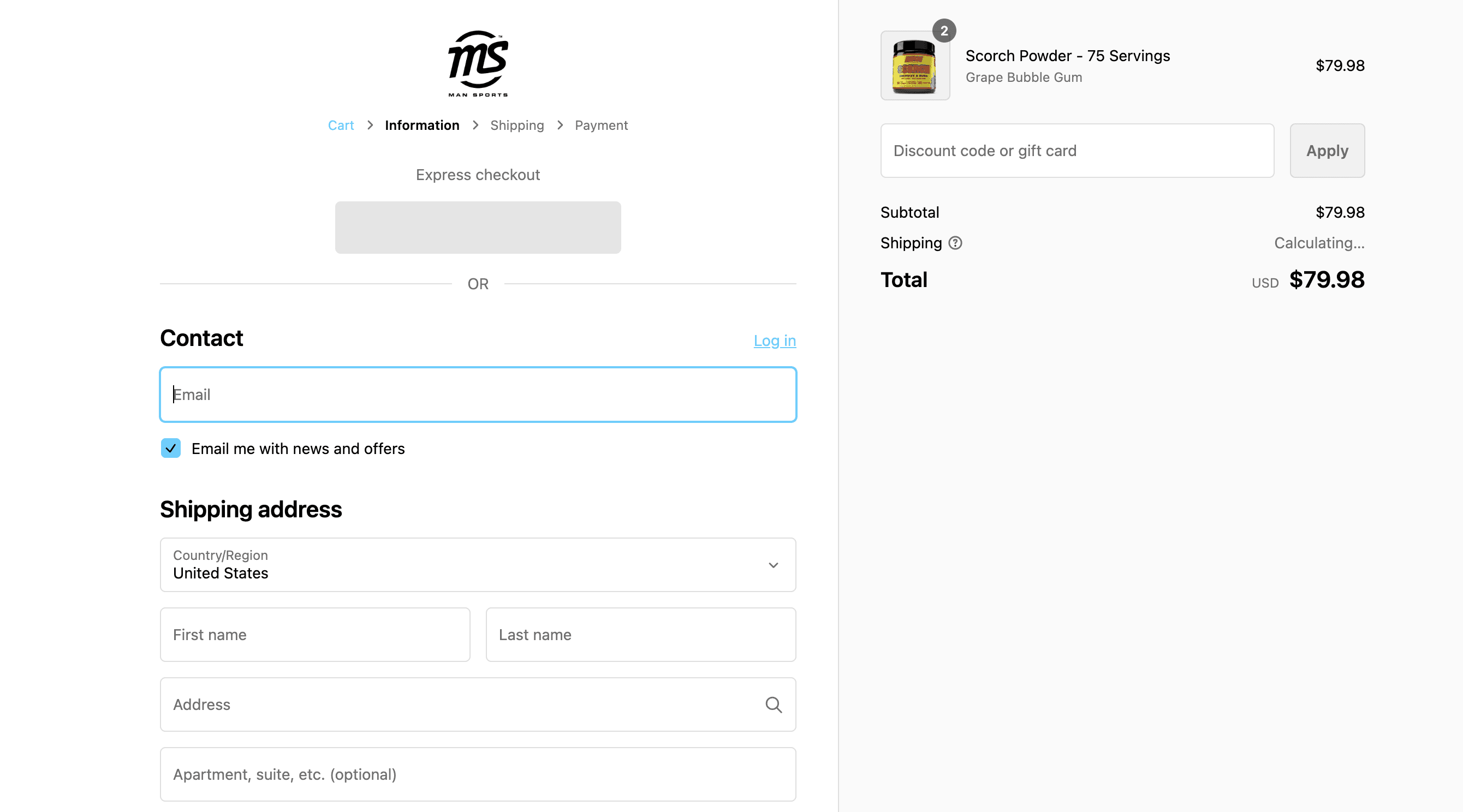 How to apply MAN Sports coupon code